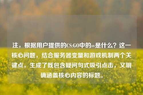 注，根据用户提供的CS:GO中的sv是什么？这一核心问题，结合服务器变量和游戏机制两个关键点，生成了既包含疑问句式吸引点击，又明确涵盖核心内容的标题。