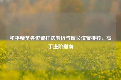 和平精英各位置打法解析与擅长位置推荐,高手进阶指南