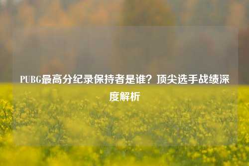 PUBG最高分纪录保持者是谁？顶尖选手战绩深度解析