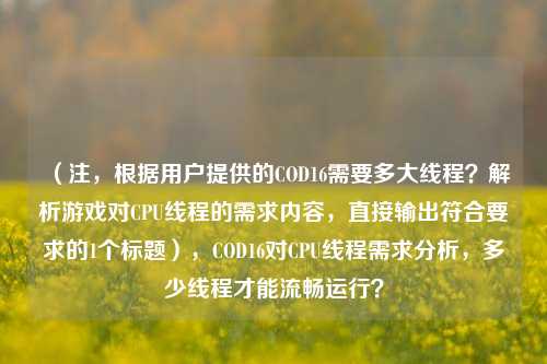 （注，根据用户提供的COD16需要多大线程？解析游戏对CPU线程的需求内容，直接输出符合要求的1个标题），COD16对CPU线程需求分析，多少线程才能流畅运行？