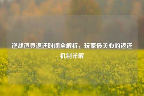 逆战道具返还时间全解析，玩家最关心的返还机制详解