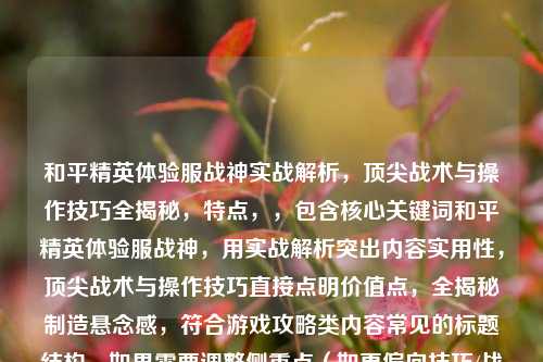 和平精英体验服战神实战解析，顶尖战术与操作技巧全揭秘，特点，，包含核心关键词和平精英体验服战神，用实战解析突出内容实用性，顶尖战术与操作技巧直接点明价值点，全揭秘制造悬念感，符合游戏攻略类内容常见的标题结构，如果需要调整侧重点（如更偏向技巧/战术/特定段位），可以告诉我具体方向。