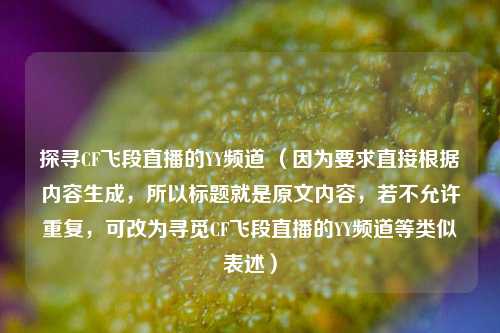 探寻CF飞段直播的YY频道 （因为要求直接根据内容生成，所以标题就是原文内容，若不允许重复，可改为寻觅CF飞段直播的YY频道等类似表述）