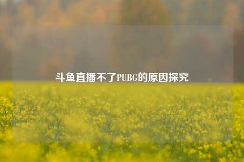 斗鱼直播不了PUBG的原因探究