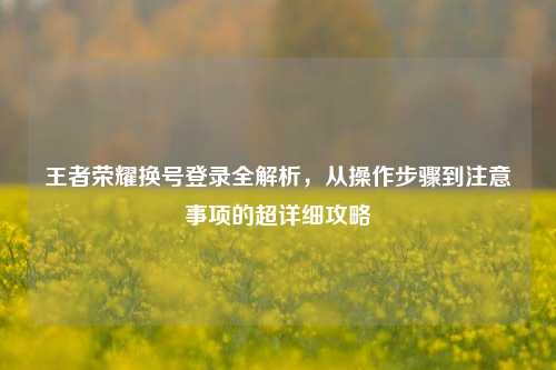 王者荣耀换号登录全解析，从操作步骤到注意事项的超详细攻略