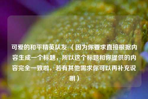 可爱的和平精英队友 （因为你要求直接根据内容生成一个标题，所以这个标题和你提供的内容完全一致啦，若有其他需求你可以再补充说明）