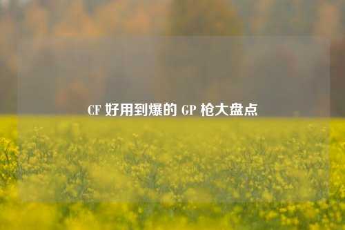 CF 好用到爆的 GP 枪大盘点
