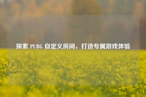 探索 PUBG 自定义房间，打造专属游戏体验