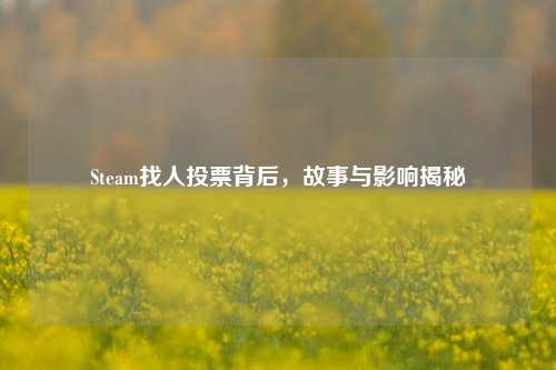 Steam找人投票背后，故事与影响揭秘