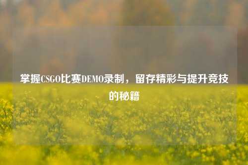 掌握CSGO比赛DEMO录制，留存精彩与提升竞技的秘籍