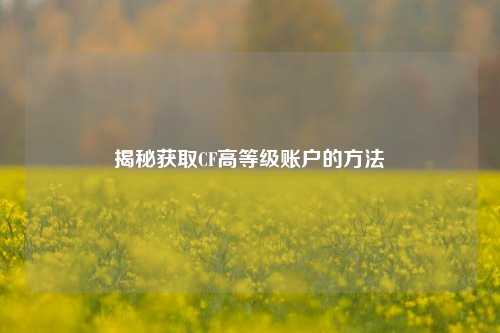 揭秘获取CF高等级账户的 *** 