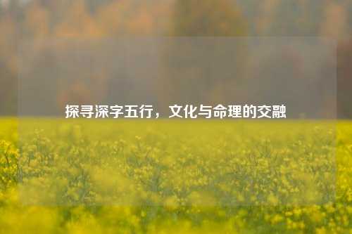探寻深字五行，文化与命理的交融