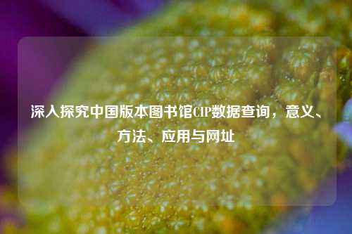 深入探究中国版本图书馆CIP数据查询,意义、 *** 、应用与网址