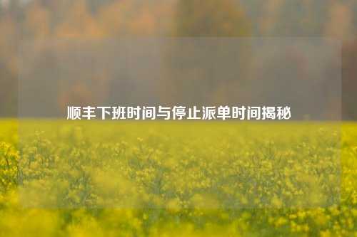顺丰下班时间与停止派单时间揭秘