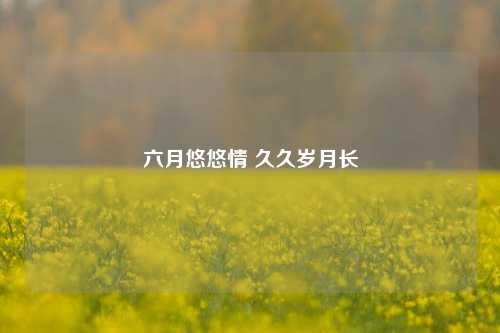 六月悠悠情 久久岁月长