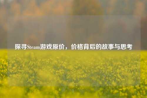 探寻Steam游戏原价，价格背后的故事与思考