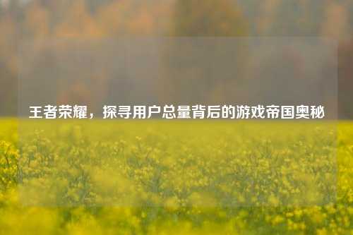 王者荣耀，探寻用户总量背后的游戏帝国奥秘