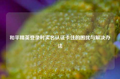 和平精英登录时实名认证卡住的困扰与解决办法