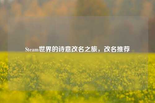Steam世界的诗意改名之旅,改名推荐