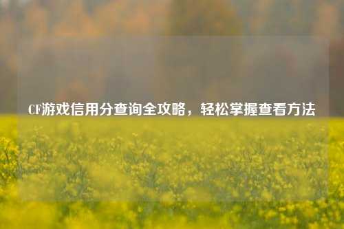 CF游戏信用分查询全攻略,轻松掌握查看
