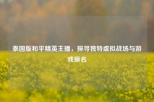 泰国版和平精英主播,探寻独特虚拟战场与游戏原名