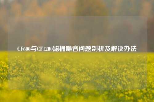 CF600与CF1200滤桶噪音问题剖析及解决办法
