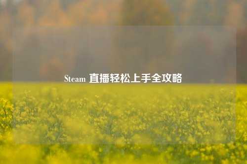 Steam 直播轻松上手全攻略