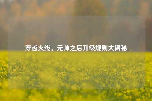 穿越火线,元帅之后升级规则大揭秘