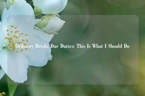 Ordinary Deeds, Due Duties: This Is What I Should Do