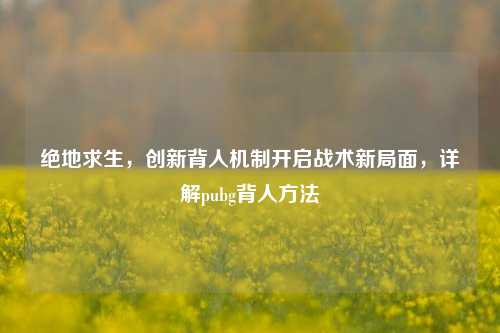 绝地求生,创新背人机制开启战术新局面,详解pubg背人