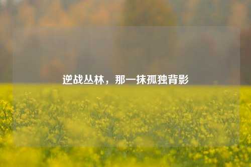 逆战丛林,那一抹孤独背影