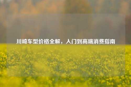 川崎车型价格全解，入门到高端消费指南