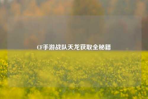 CF手游战队天龙获取全秘籍