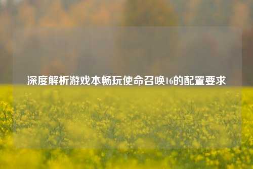 深度解析游戏本畅玩使命召唤16的配置要求