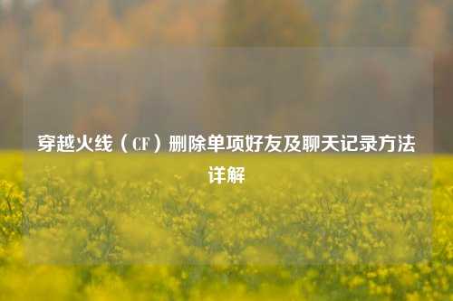 穿越火线(CF)删除单项好友及聊天记录 详解