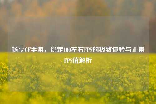 畅享CF手游,稳定100左右FPS的极致体验与正常FPS值解析