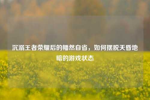 沉溺王者荣耀后的幡然自省,如何摆脱天昏地暗的游戏状态