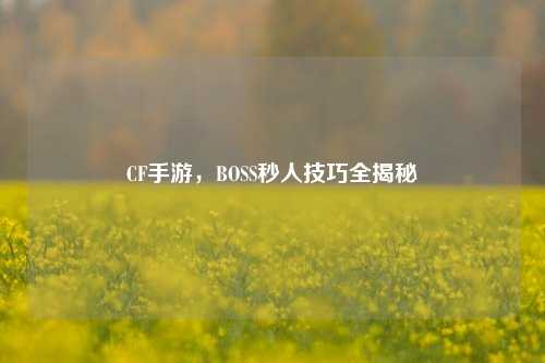 CF手游,BOSS秒人技巧全揭秘