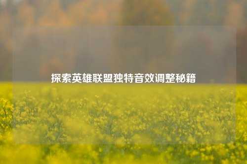 探索英雄联盟独特音效调整秘籍