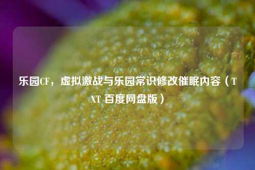 乐园CF,虚拟激战与乐园常识修改催眠内容(TXT 百度网盘版)